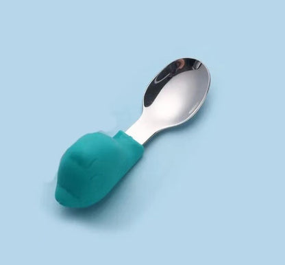 Baby Eating Training Fork &amp; Spoon Set – Cartoon Silicone