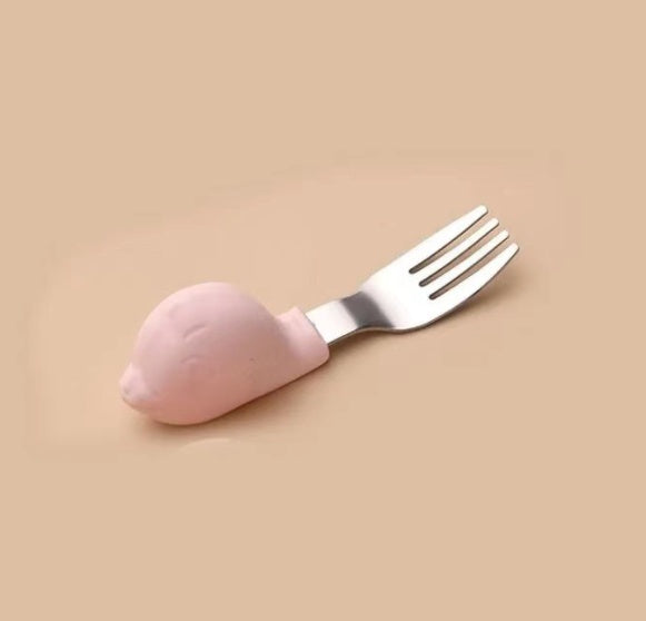 Baby Eating Training Fork &amp; Spoon Set – Cartoon Silicone