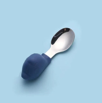 Baby Eating Training Fork &amp; Spoon Set – Cartoon Silicone