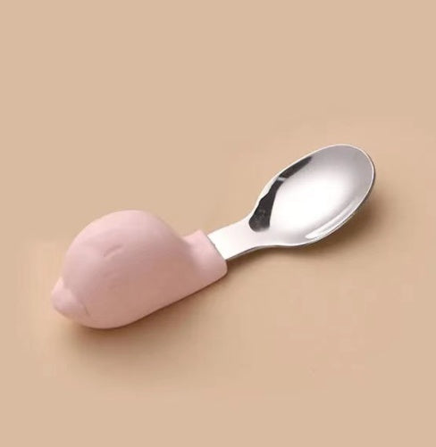 Baby Eating Training Fork &amp; Spoon Set – Cartoon Silicone