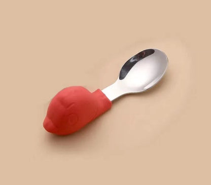 Baby Eating Training Fork &amp; Spoon Set – Cartoon Silicone