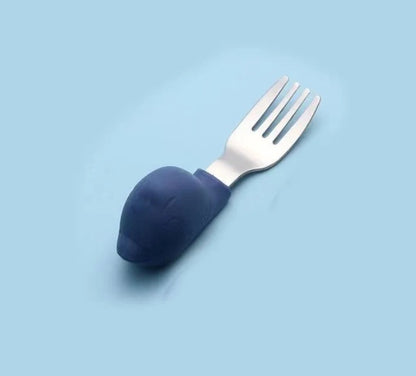 Baby Eating Training Fork &amp; Spoon Set – Cartoon Silicone